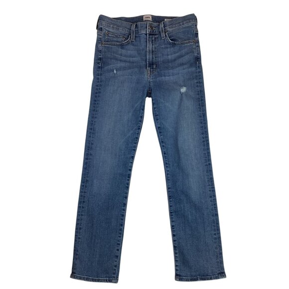 Edwin Elin Crop Straight Jeans Womens 27 Blue Distressed - Picture 3 of 14